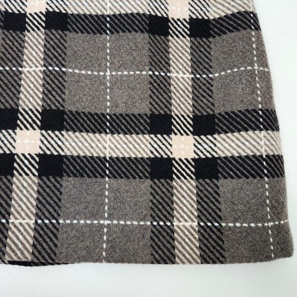 H&M Wool Blend Gray Cream Black Plaid Mini Skirt High Waisted Preppy Academia 4 - Picture 3 of 8